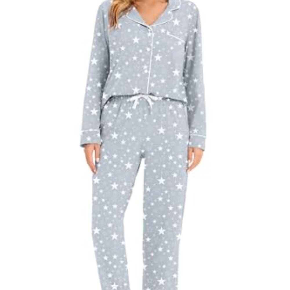 Soft Cotton Pajama Set Button-Down Long Sleeve Sl… - image 5